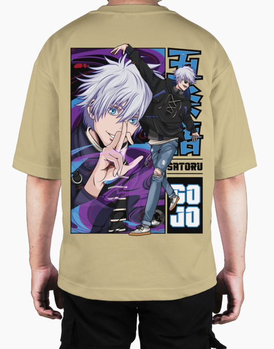 Premium Oversize Drop Shoulder Tee – Anime Gojo Satoru Graphic | by Teen Core in Pakistan
