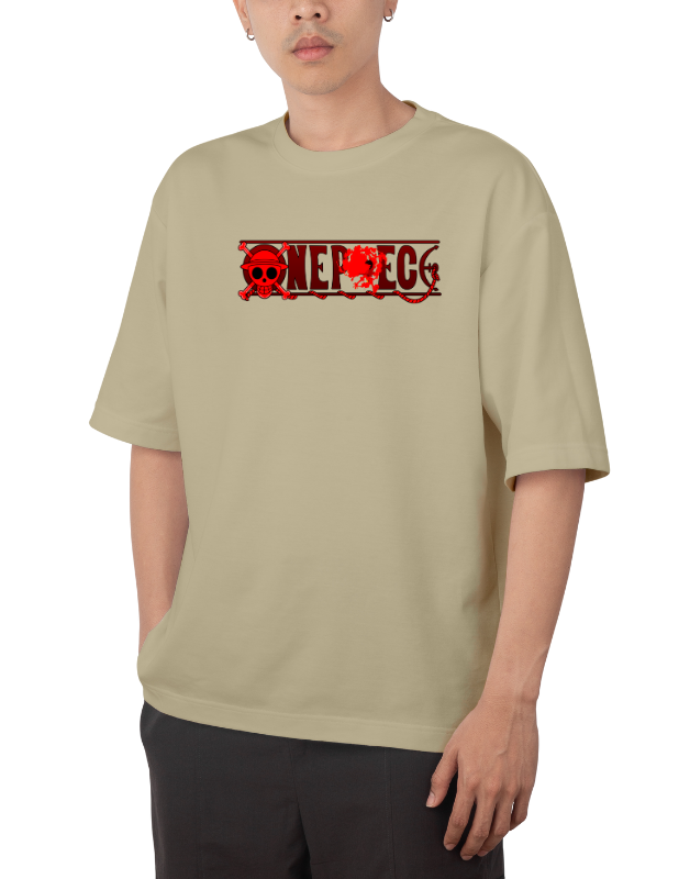 Premium Anime Oversize Drop Shoulder T-Shirt – Red Print & Character Design | by Teen Core in Pakistan