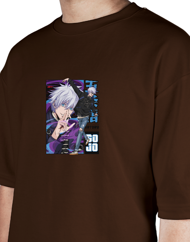 Premium Oversize Drop Shoulder Tee – Anime Gojo Satoru Graphic | by Teen Core in Pakistan