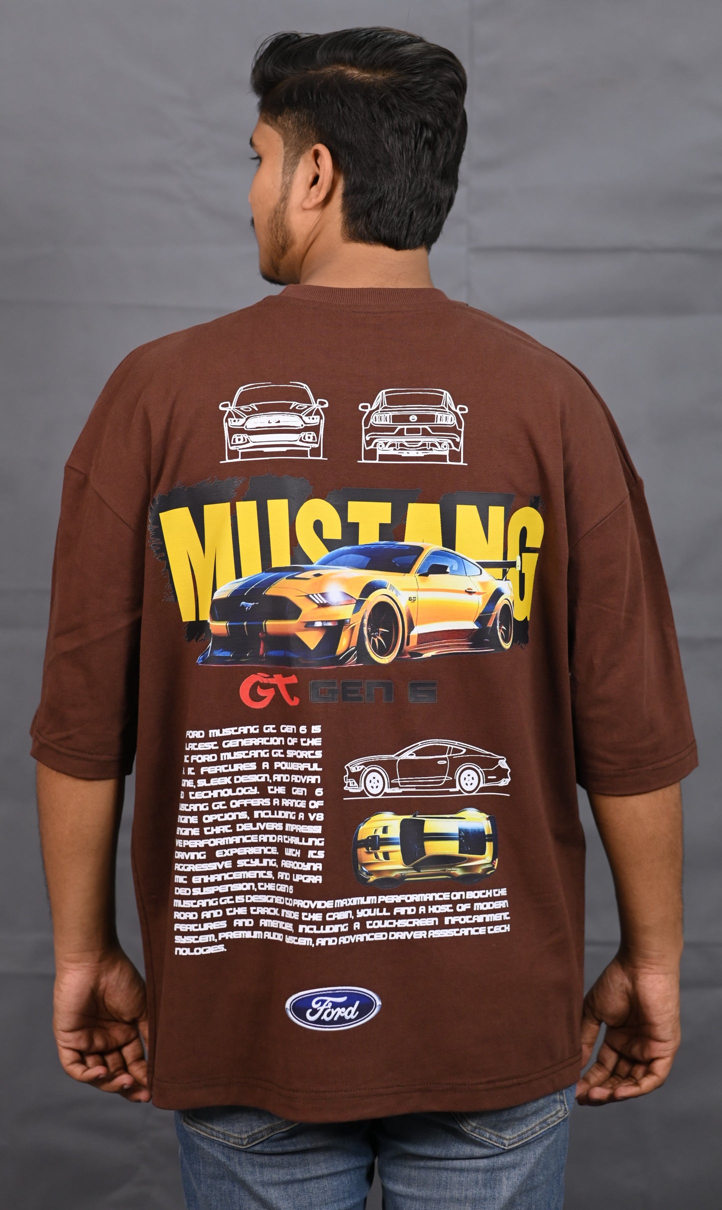 Premium Oversize Drop Shoulder Tee – Mustang Racing Graphic | by Teen Core in Pakistan