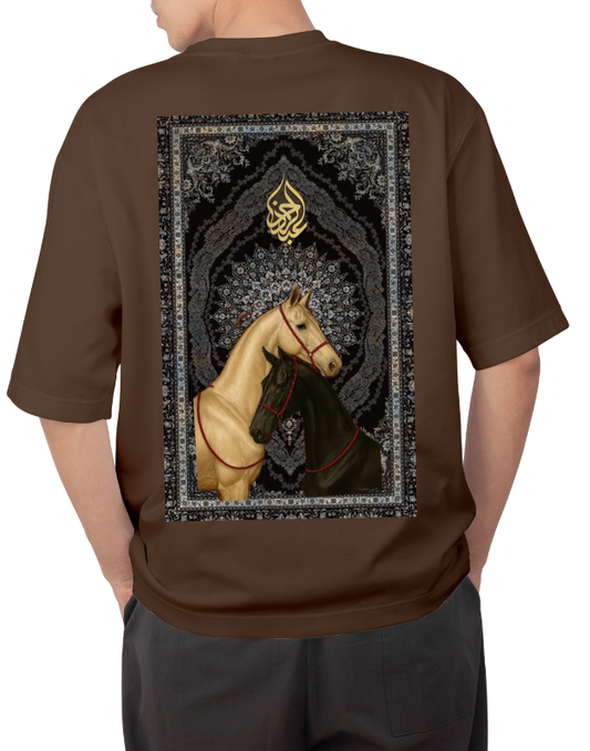 Premium Oversize Drop Shoulder Tee – Golden Warrior Print | by Teen Core in Pakistan