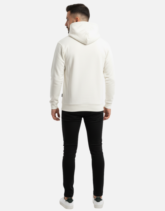 Premium White Pullover Hoodie with Black Wing Logo| by Teen Core in Pakistan