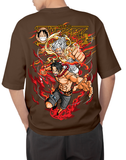 Premium Anime Oversize Drop Shoulder T-Shirt – Red Print & Character Design | by Teen Core in Pakistan