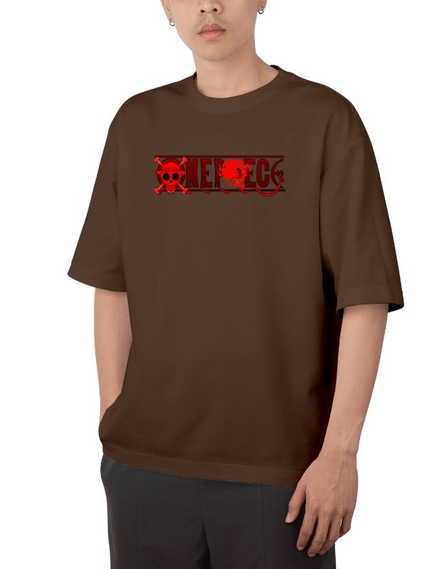 Premium Anime Oversize Drop Shoulder T-Shirt – Red Print & Character Design | by Teen Core in Pakistan