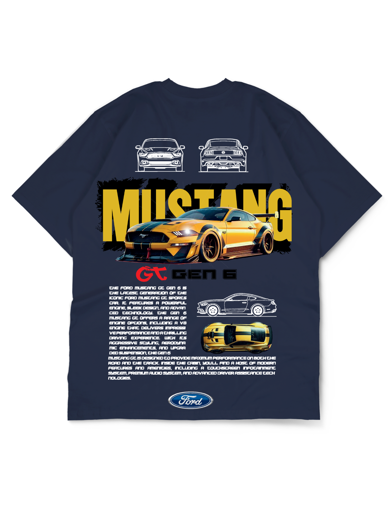 Premium Oversize Drop Shoulder Tee – Mustang Racing Graphic | by Teen Core in Pakistan