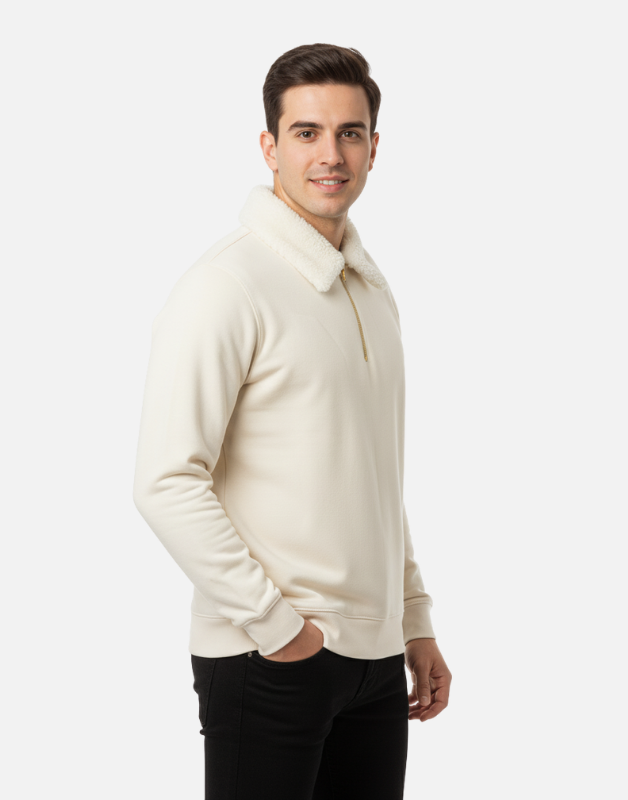 Men’s Premium Winter Sweatshirt with Fur Collar – Elegant Studio Edition-by Teen Core Pakistan
