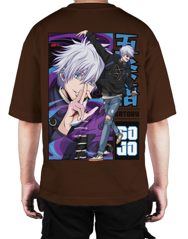 Premium Oversize Drop Shoulder Tee – Anime Gojo Satoru Graphic | by Teen Core in Pakistan