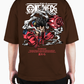Premium Oversize Drop Shoulder Tee – Japanese Oni Demon & Roses Graphic | by Teen Core in Pakistan