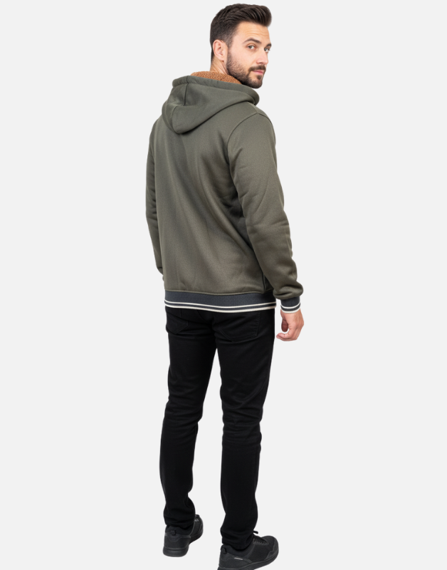 Premium Olive Green Blend Fleece Zipper Hoodie Winter Collection | by Teen Core in Pakistan