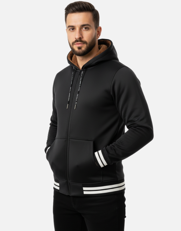 Premium Black Blend Fleece Lined Zipper Hoodie  Winter Collection | by Teen Core in Pakistan