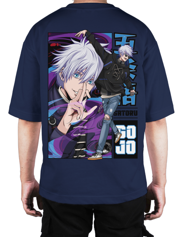 Premium Oversize Drop Shoulder Tee – Anime Gojo Satoru Graphic | by Teen Core in Pakistan