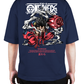 Premium Oversize Drop Shoulder Tee – Japanese Oni Demon & Roses Graphic | by Teen Core in Pakistan