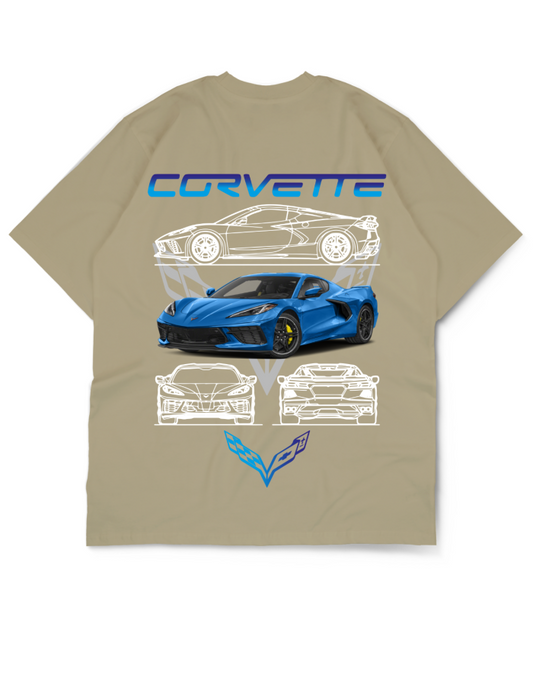 Oversize Drop Shoulder Blue Car Collection Tee by Teen Core in Pakistan