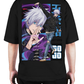 Premium Oversize Drop Shoulder Tee – Anime Gojo Satoru Graphic | by Teen Core in Pakistan
