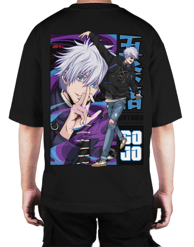 Premium Oversize Drop Shoulder Tee – Anime Gojo Satoru Graphic | by Teen Core in Pakistan
