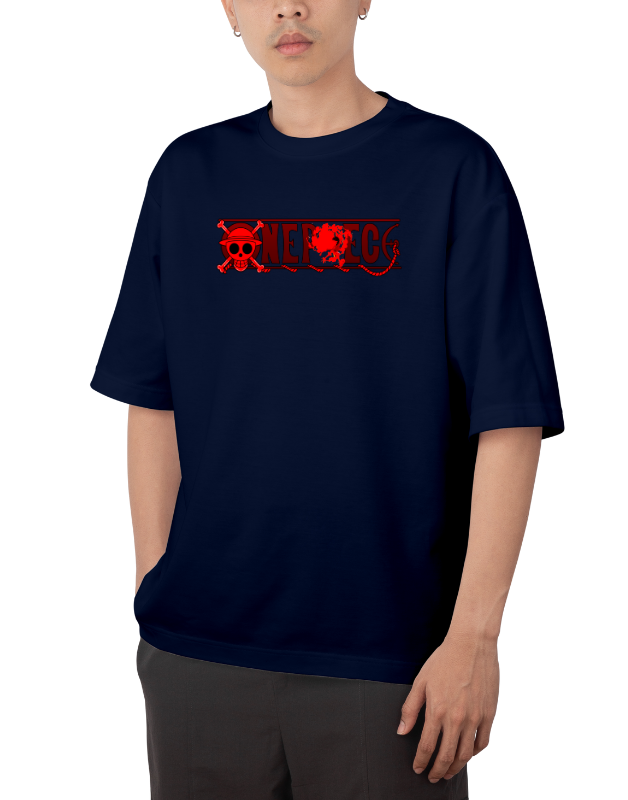 Premium Anime Oversize Drop Shoulder T-Shirt – Red Print & Character Design | by Teen Core in Pakistan