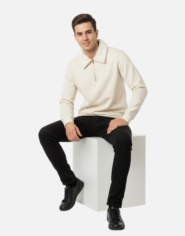 Men’s Premium Winter Sweatshirt with Fur Collar – Elegant Studio Edition-by Teen Core Pakistan