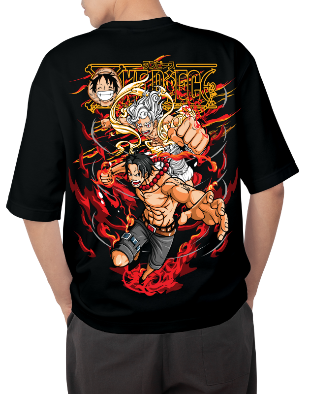 Premium Anime Oversize Drop Shoulder T-Shirt – Red Print & Character Design | by Teen Core in Pakistan