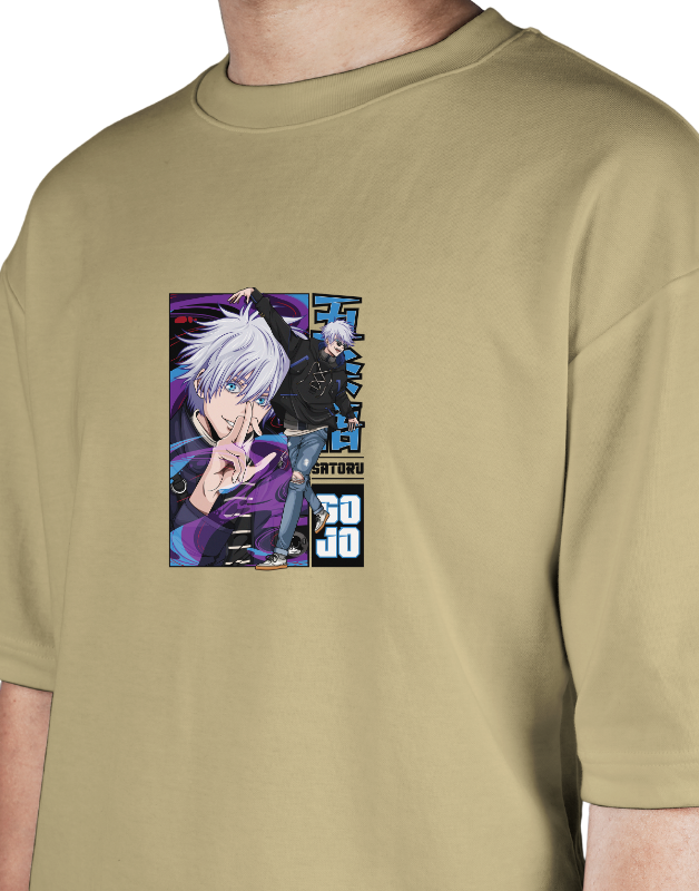 Premium Oversize Drop Shoulder Tee – Anime Gojo Satoru Graphic | by Teen Core in Pakistan