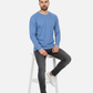 Premium Blue Long-Sleeve Waffle-Knit Crew-Neck Shirt | by Teen Core in Pakistan