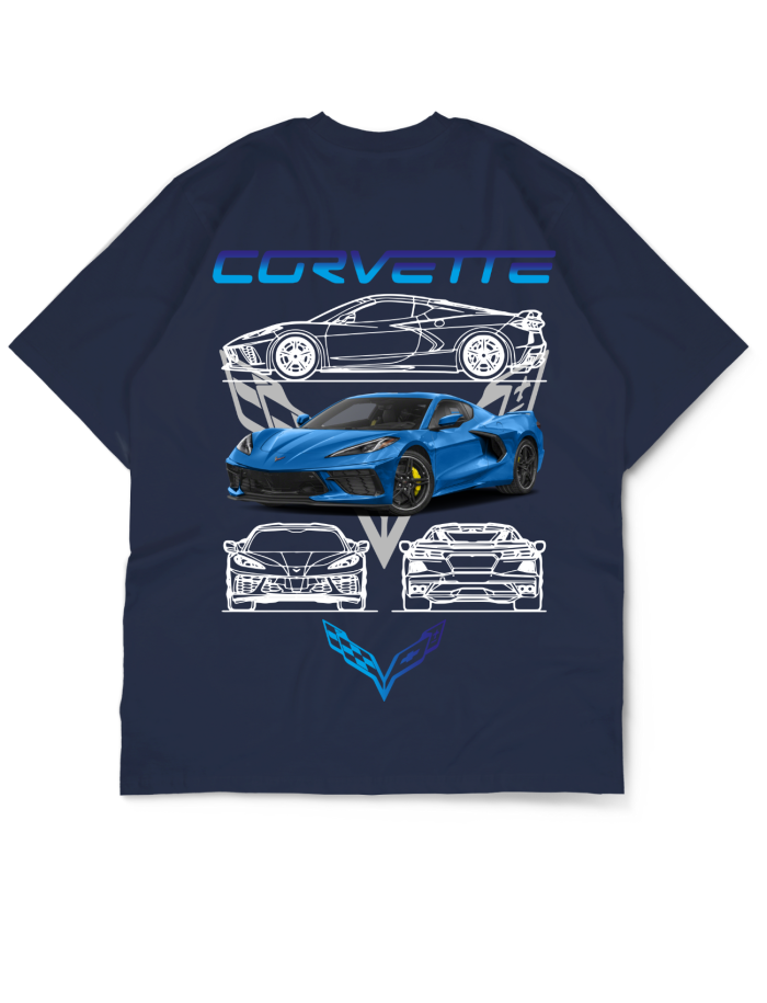Oversize Drop Shoulder Blue Car Collection Tee by Teen Core in Pakistan
