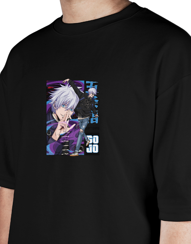 Premium Oversize Drop Shoulder Tee – Anime Gojo Satoru Graphic | by Teen Core in Pakistan