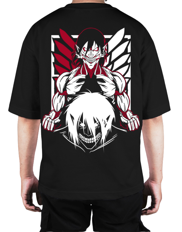 Premium Oversize Drop Shoulder Tee – White & Red Anime Character Graphic | by Teen Core in Pakistan