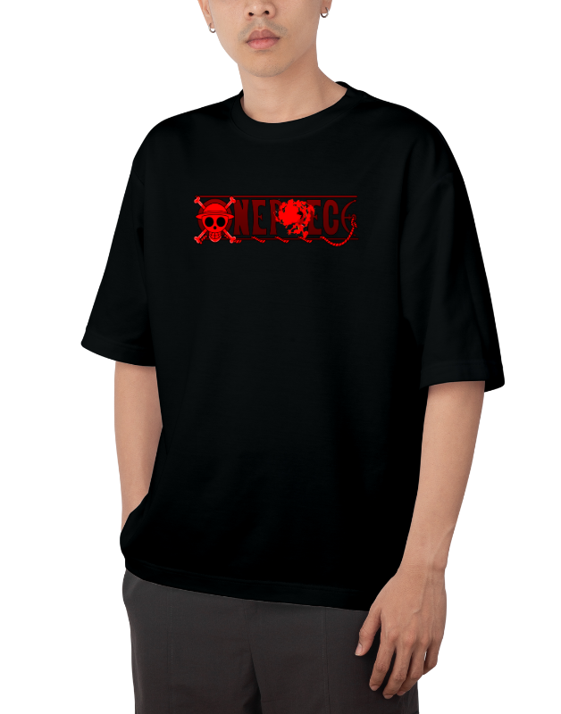 Premium Anime Oversize Drop Shoulder T-Shirt – Red Print & Character Design | by Teen Core in Pakistan