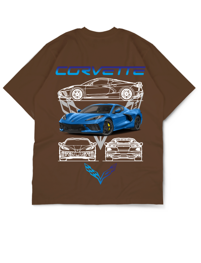 Oversize Drop Shoulder Blue Car Collection Tee by Teen Core in Pakistan