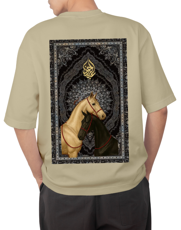 Premium Oversize Drop Shoulder Tee – Golden Warrior Print | by Teen Core in Pakistan