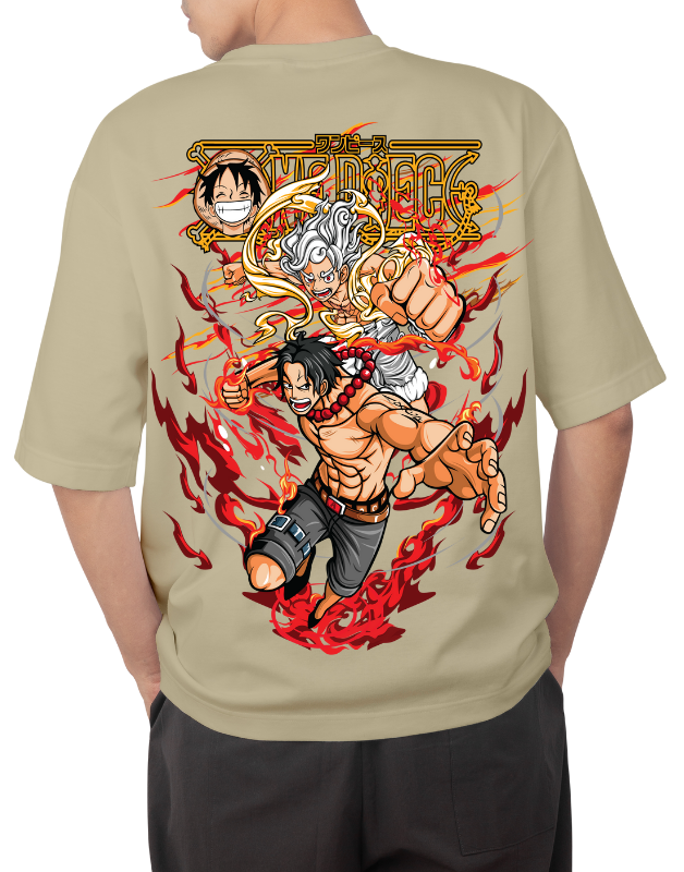 Premium Anime Oversize Drop Shoulder T-Shirt – Red Print & Character Design | by Teen Core in Pakistan