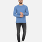 Premium Blue Long-Sleeve Waffle-Knit Crew-Neck Shirt | by Teen Core in Pakistan
