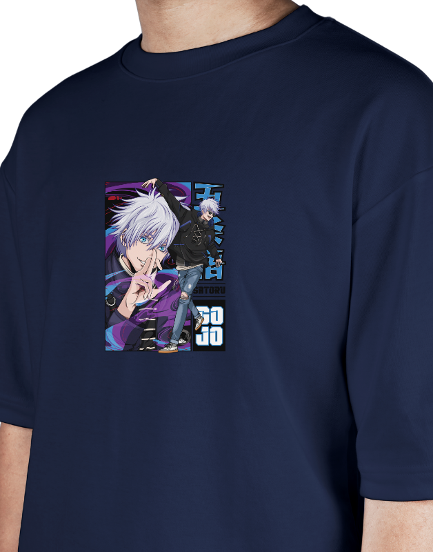 Premium Oversize Drop Shoulder Tee – Anime Gojo Satoru Graphic | by Teen Core in Pakistan