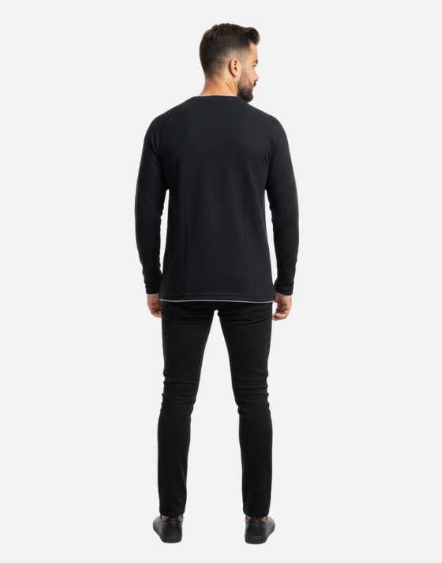 Premium Black Full-Sleeve Crew-Neck T-Shirt | By Teen Core in Pakistan