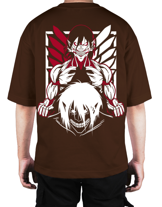 Premium Oversize Drop Shoulder Tee – White & Red Anime Character Graphic | by Teen Core in Pakistan