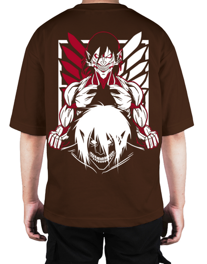 Premium Oversize Drop Shoulder Tee – White & Red Anime Character Graphic | by Teen Core in Pakistan