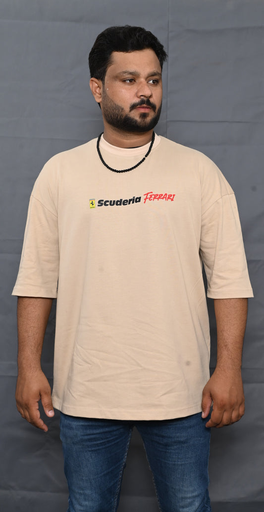 Premium Oversize Drop Shoulder Tee – Ferrari Racing Graphic | by Teen Core in Pakistan